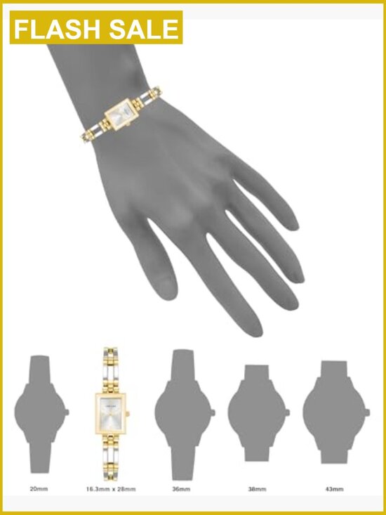 Gold-Tone Dress Watch with Roman Numeral Dial Bangle main image 4